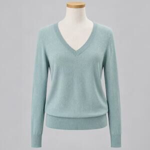 Kinross Cashmere aqua sweater with sequins, size M, NEW WITH TAGS!